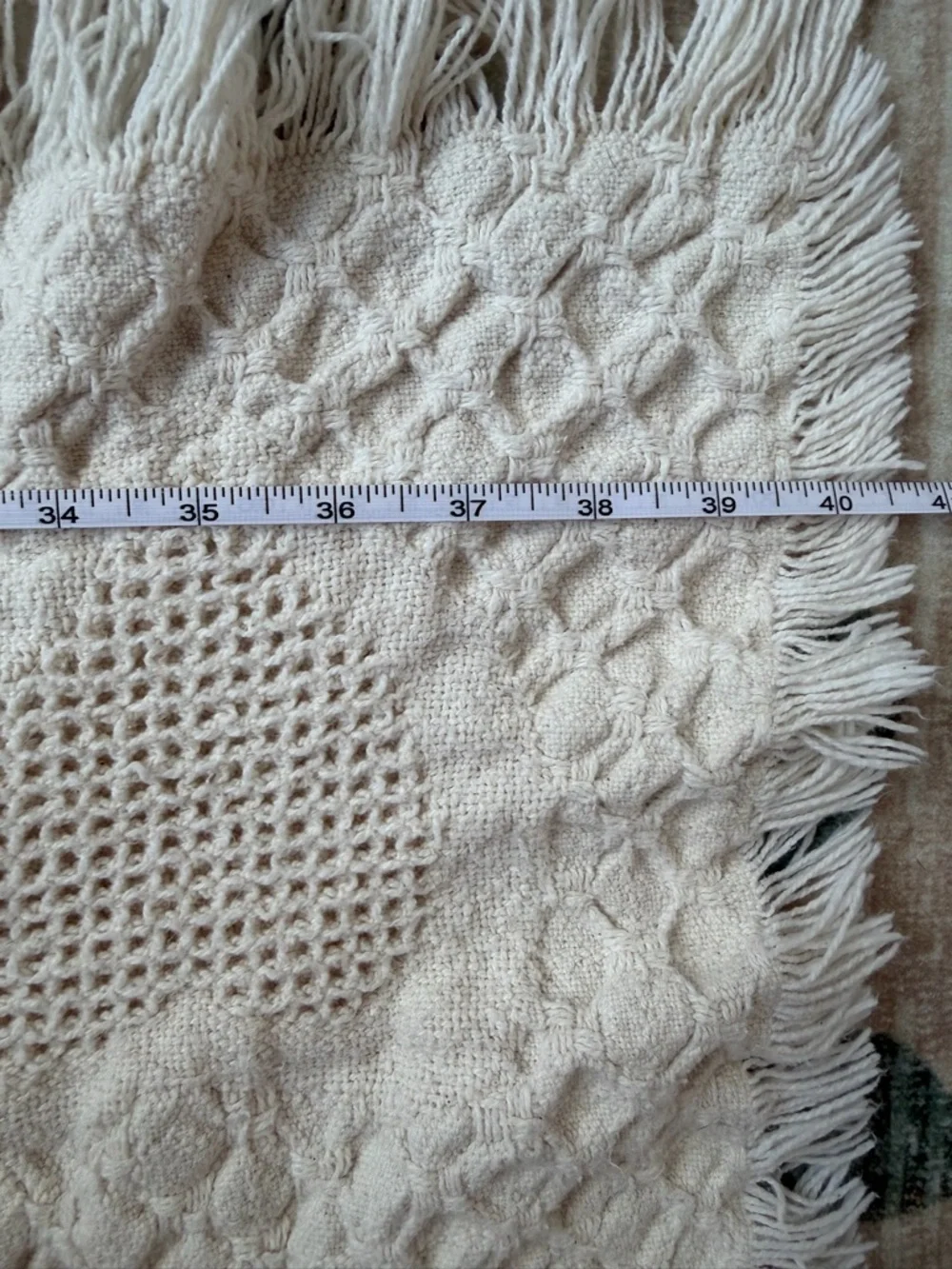 Vintage Cream Heart Tapestry Throw Blanket 40” x 60” Cottagecore